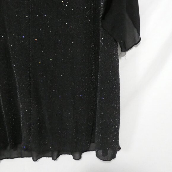 EARO | 1XL | Elegant Black Shimmer Knee Length Long Sleeve V-Neck Dress - Picture 16 of 16